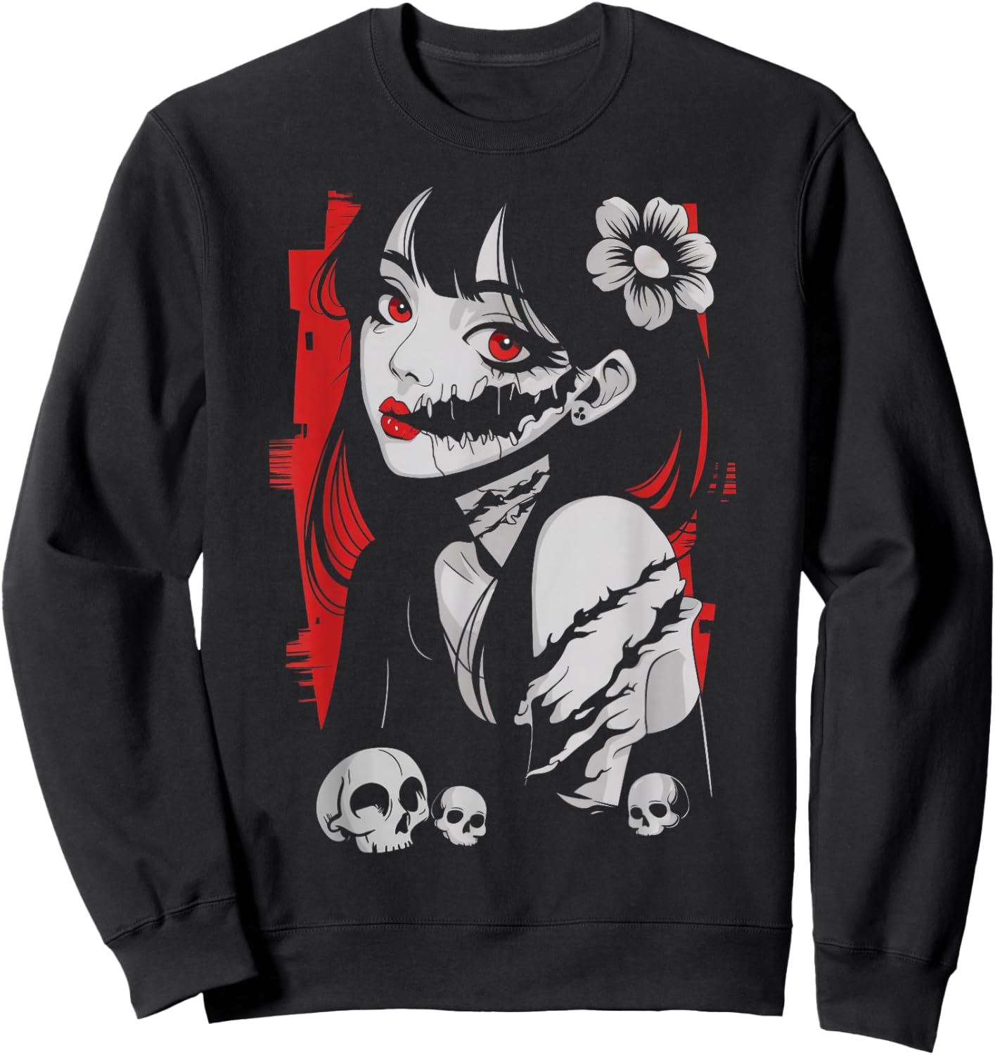 Horror Anime Manga Japan Kawaii Goth Gifts Women Kid Sweatshirt - Sweatshirt | Black