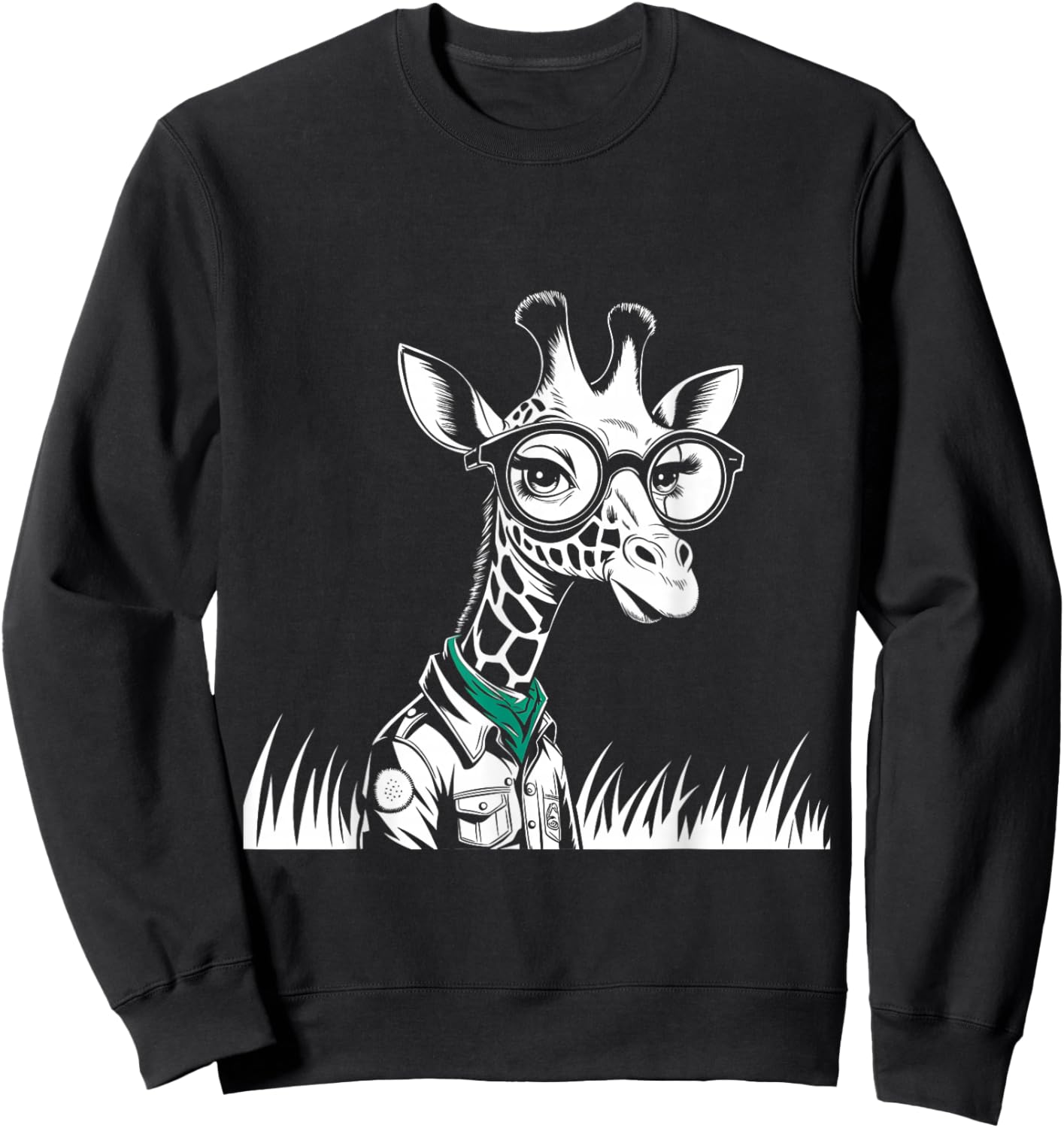 Cute Giraffe Glasses Funny Animal Lover Cool Casual Hipster Sweatshirt - Sweatshirt | Black