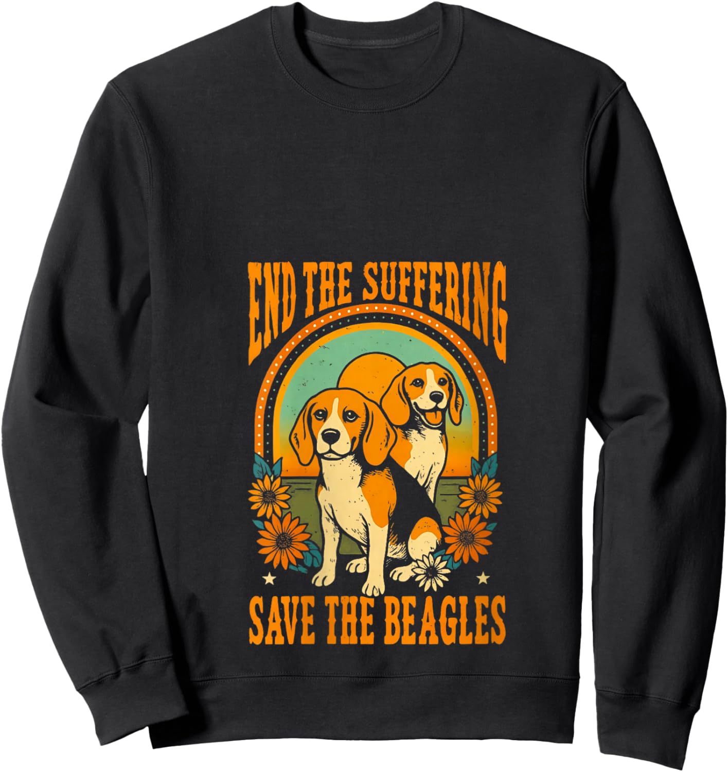Women's End The Suffering Save The Beagles Dog V-Neck Sweatshirt - Sweatshirt | Black