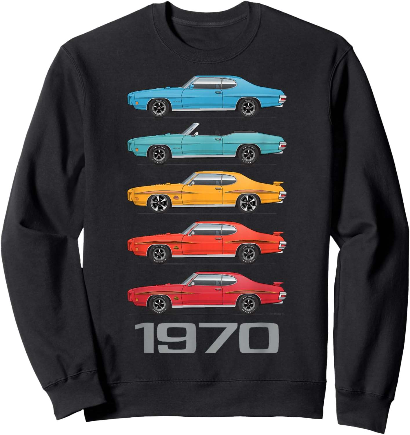 1970 70 GTO Classic Car Old School Muscle Car Sweatshirt - Sweatshirt | Black