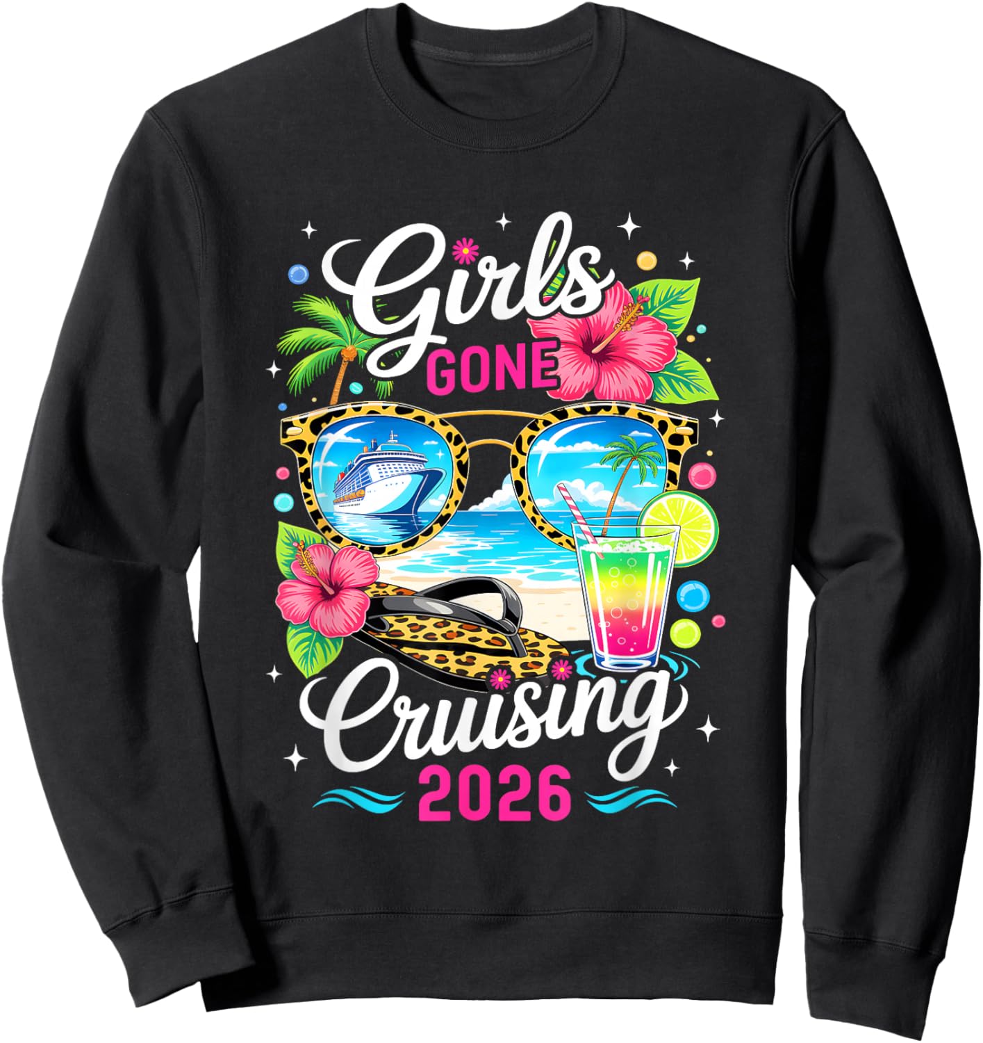 Girls Gone Cruising 2026 Tropical Vacation Party Trip Sweatshirt - Sweatshirt | Black