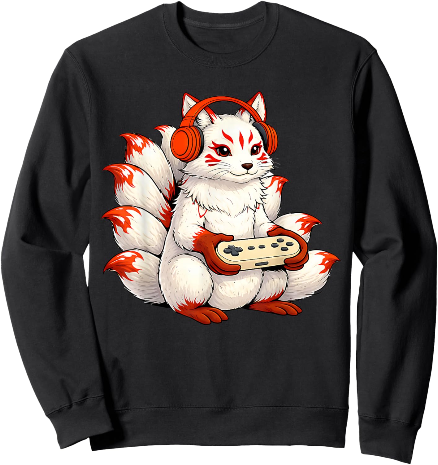 Kawaii Kitsune Gaming Japanese Inspired Video Games Retro Sweatshirt - Sweatshirt | Black