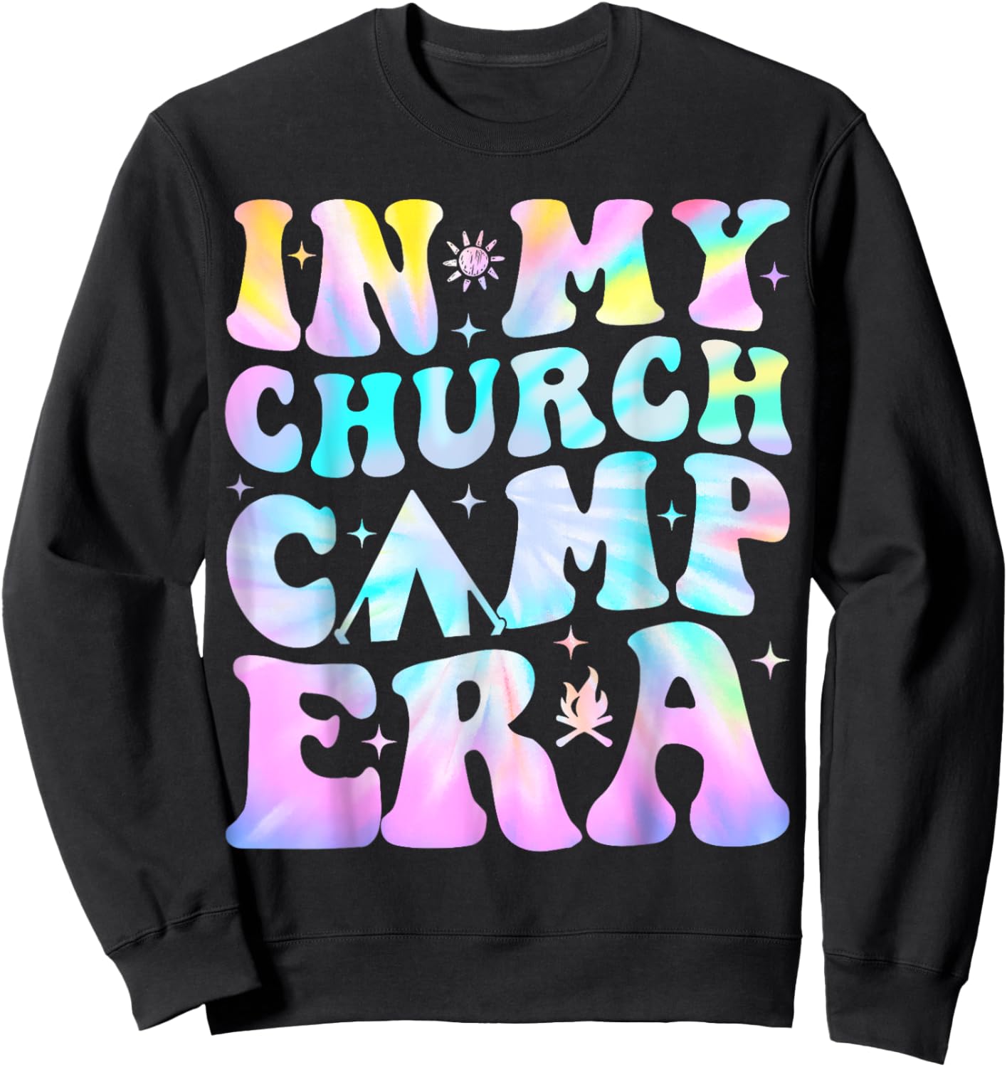 In My Church Camp Era Funny Summer Camp Camping Retro Sweatshirt - Sweatshirt | Black