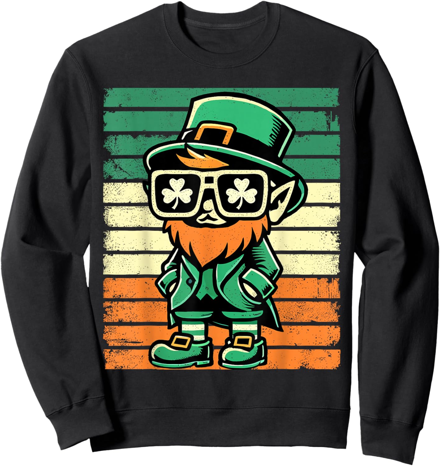 Lustiges St. Patrick's Day, Retro-Design, Leprechaun, Kleeblatt Sweatshirt - Sweatshirt | Black
