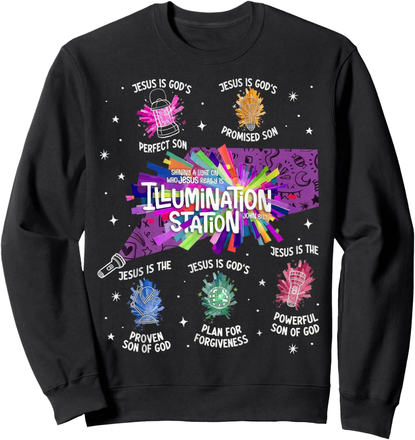 Illumination Station VBS 2026 Bible Jesus Christian Lights Sweatshirt - Sweatshirt | Black