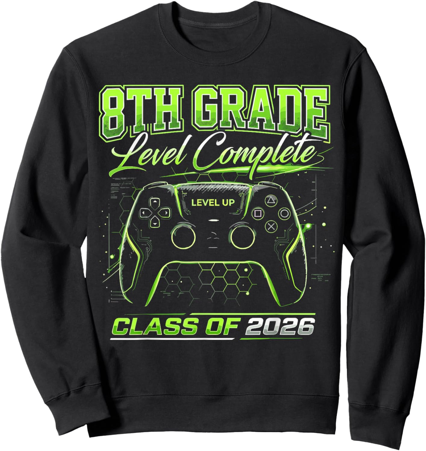 Gaming Graduation Shirt, 8th Grade Level Complete Sweatshirt - Sweatshirt | Black