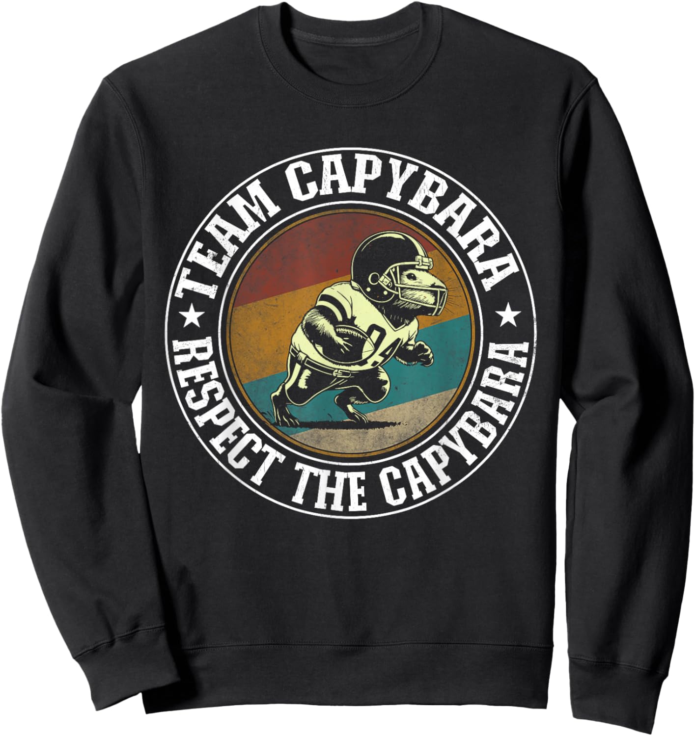 Retro Capybara Playing Football Vintage Capybara Football Sweatshirt - Sweatshirt | Black