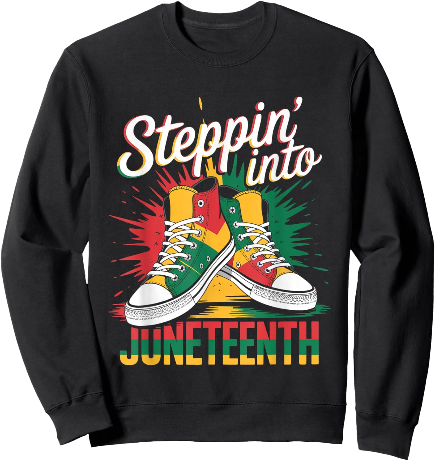 Stepping Into Juneteenth Afro Woman Black Girls Sneakers Men Sweatshirt - Sweatshirt | Black