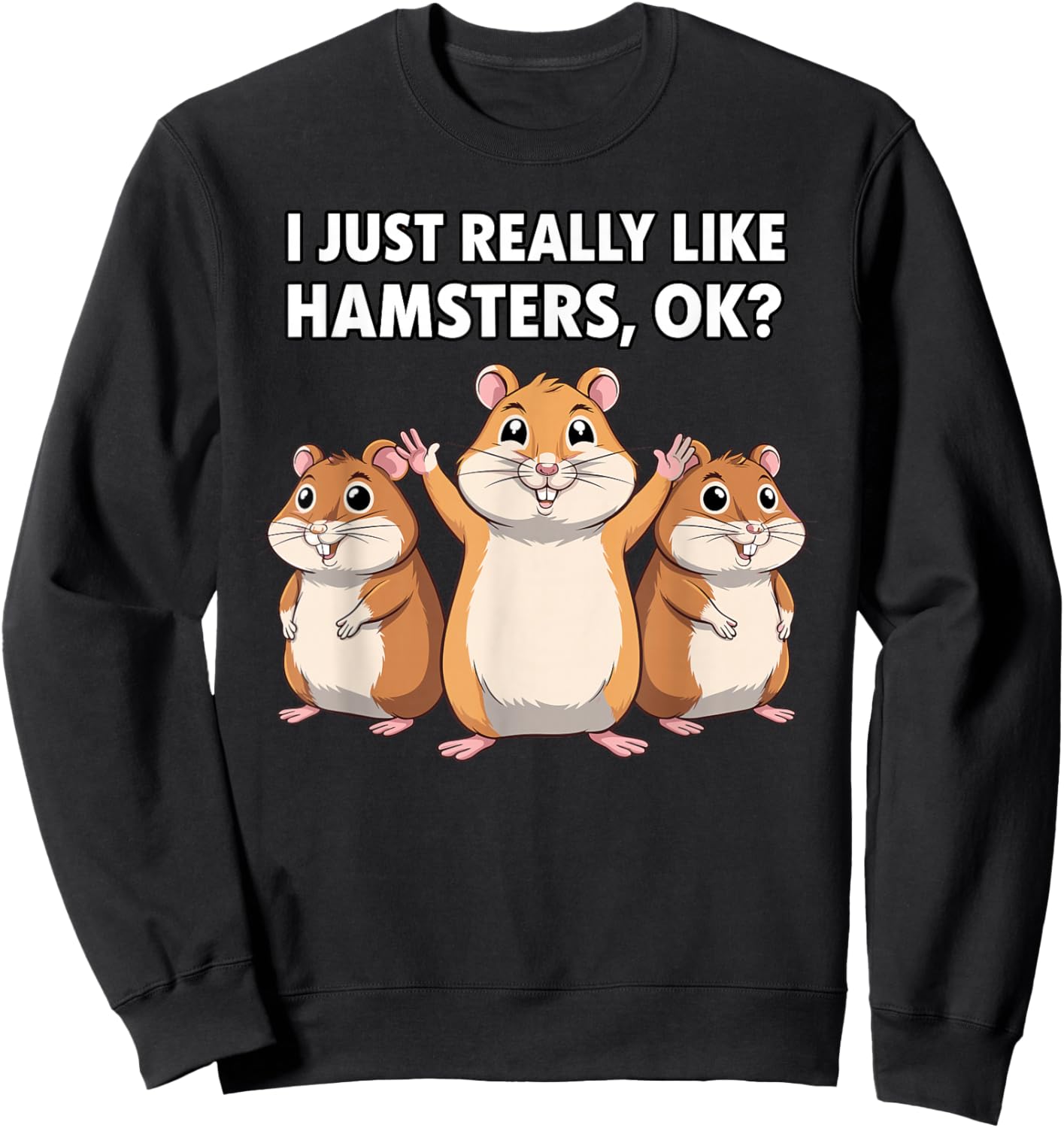 Cute Hamster Design Women Kids Dwarf Hamster Lovers Sweatshirt - Sweatshirt | Black