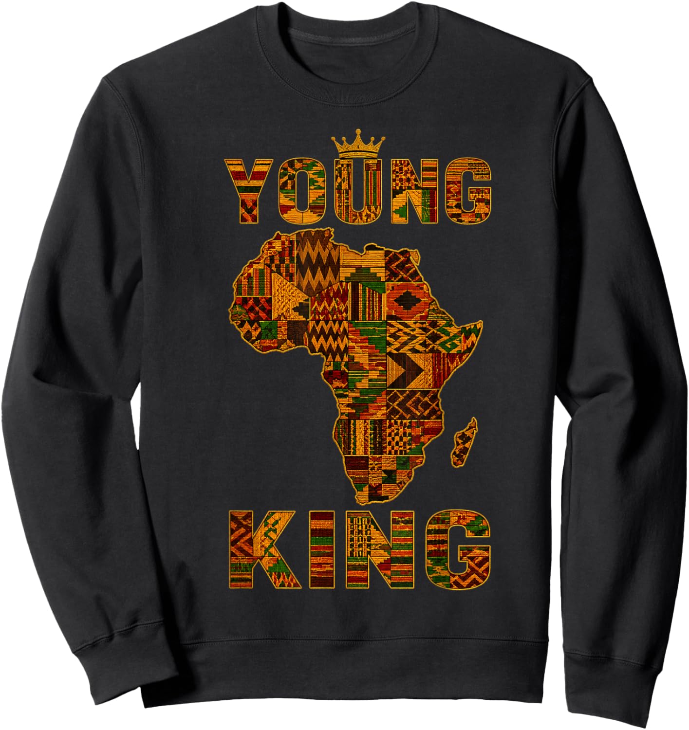 African King Art for Boys Toddlers Kente Cloth African Print Sweatshirt - Sweatshirt | Black