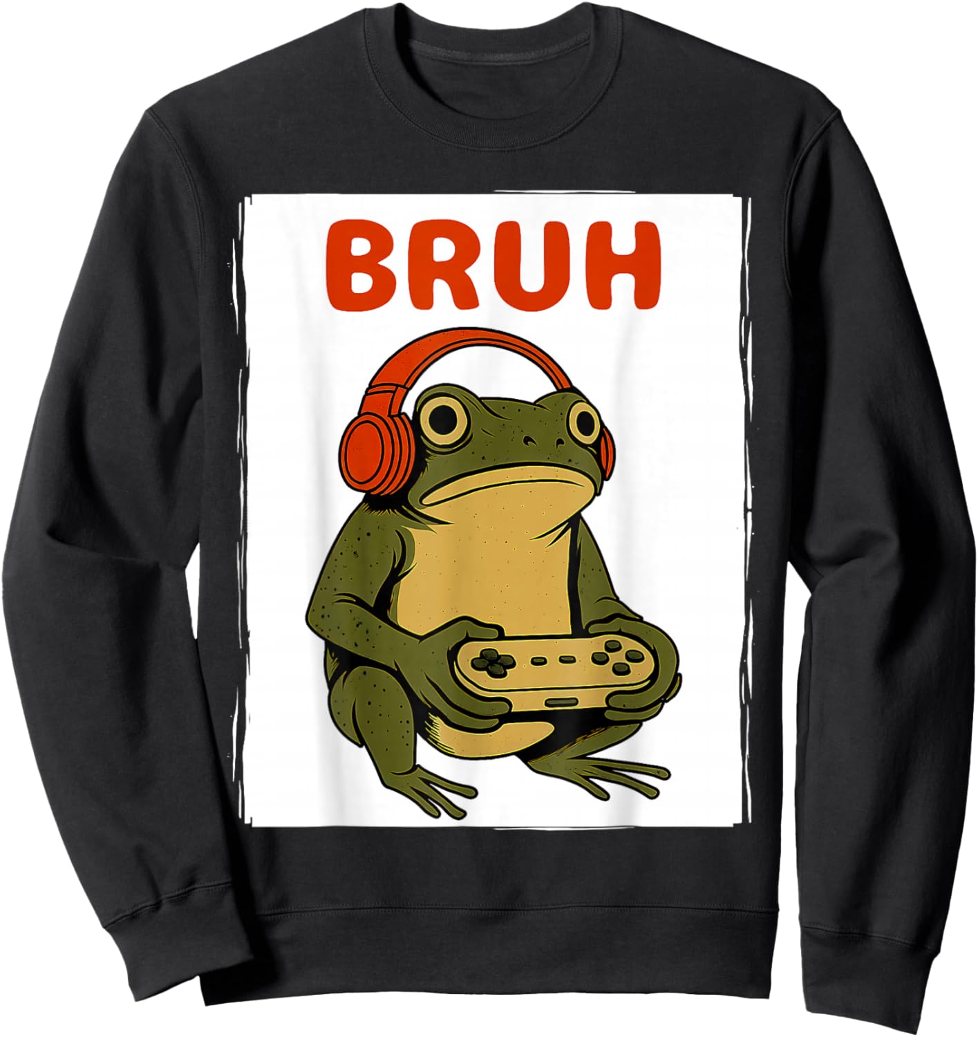 Japanese Gamer Frog Art Men Women Boys Funny Vintage Gaming Sweatshirt - Sweatshirt | Black