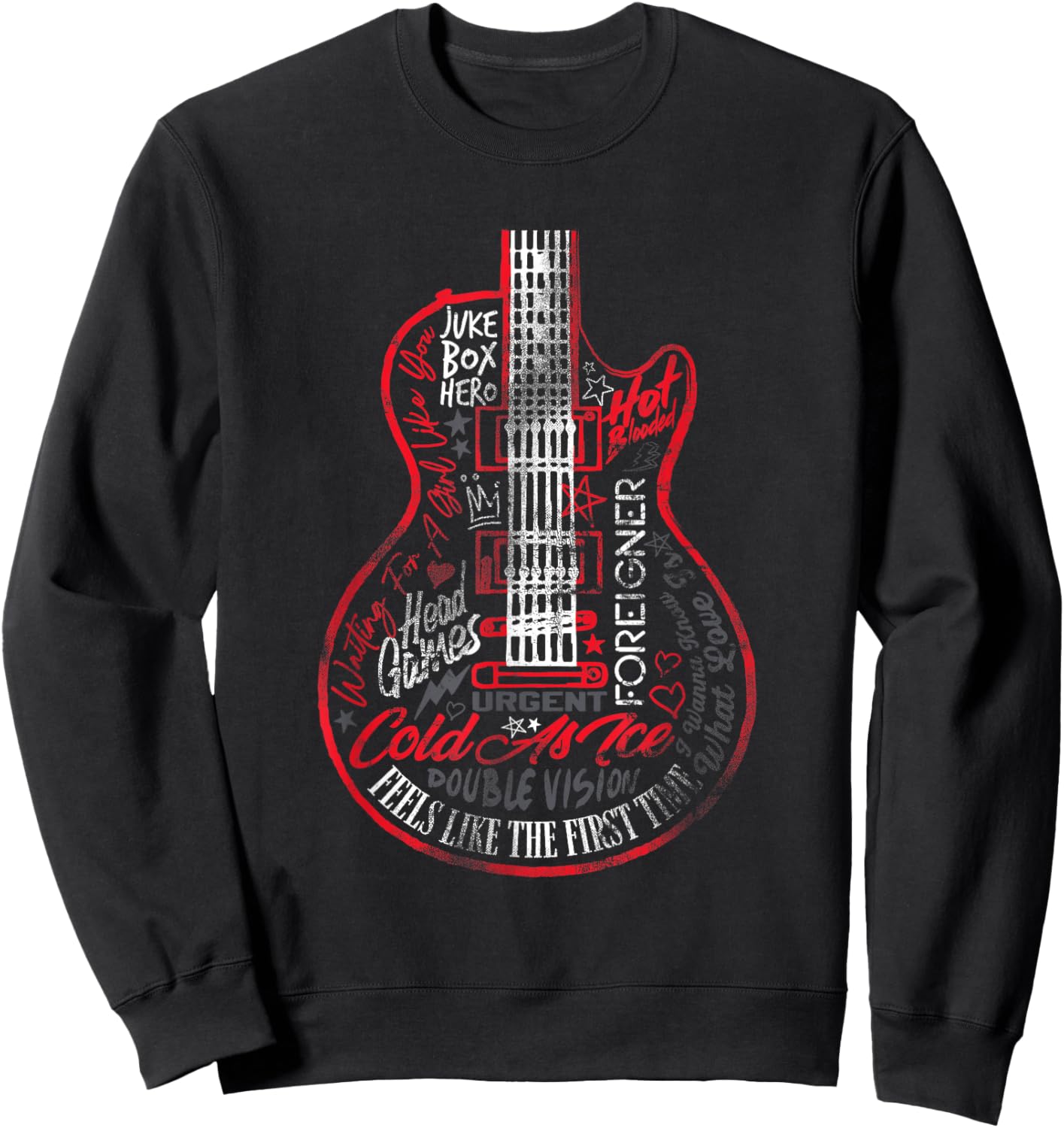 Foreigner Juke Box Hero Tracklist Sweatshirt - Sweatshirt | Black