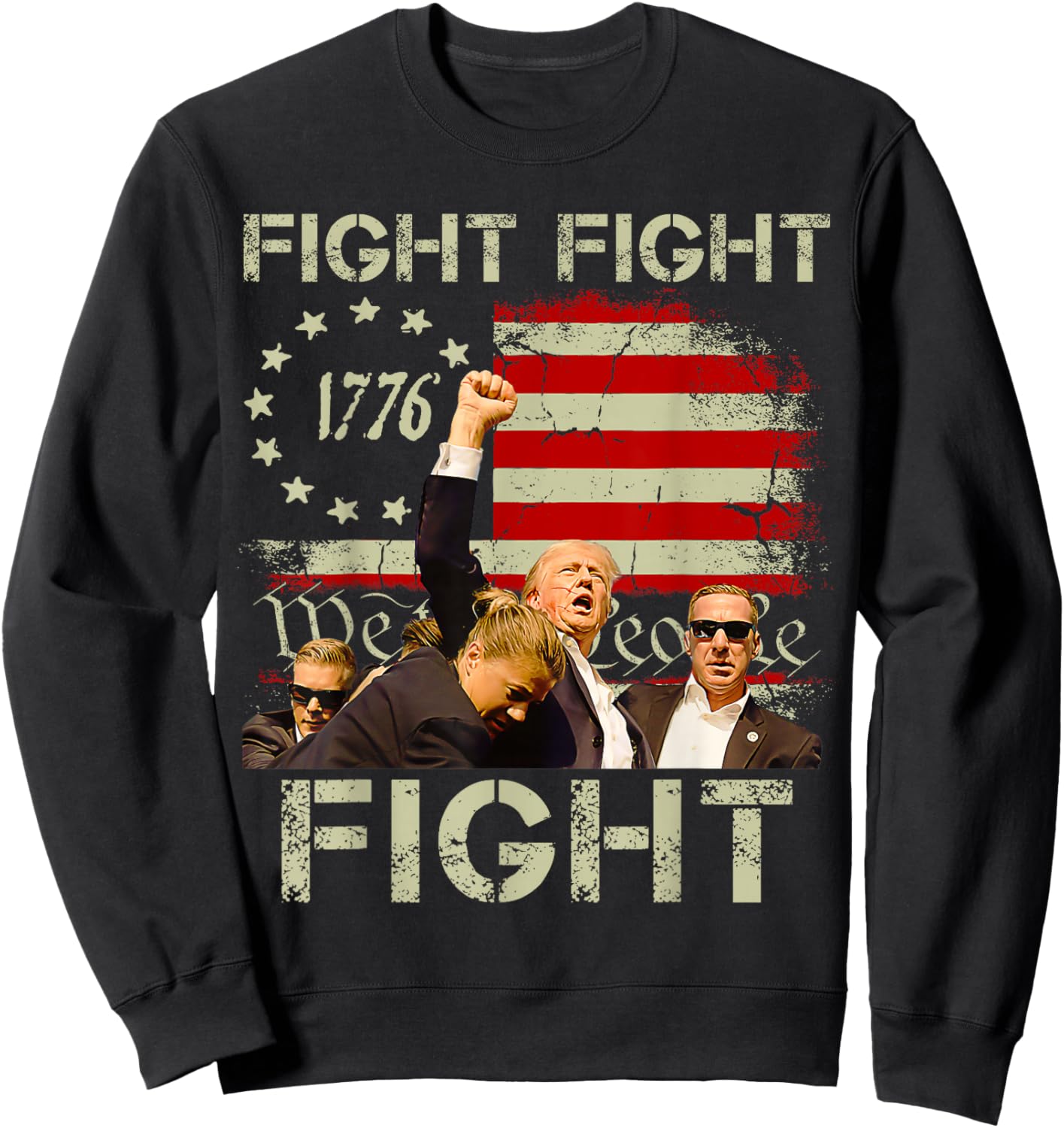 Trump Fight Fight Fight Trump Signals To Americans to Fight Sweatshirt - Sweatshirt | Black