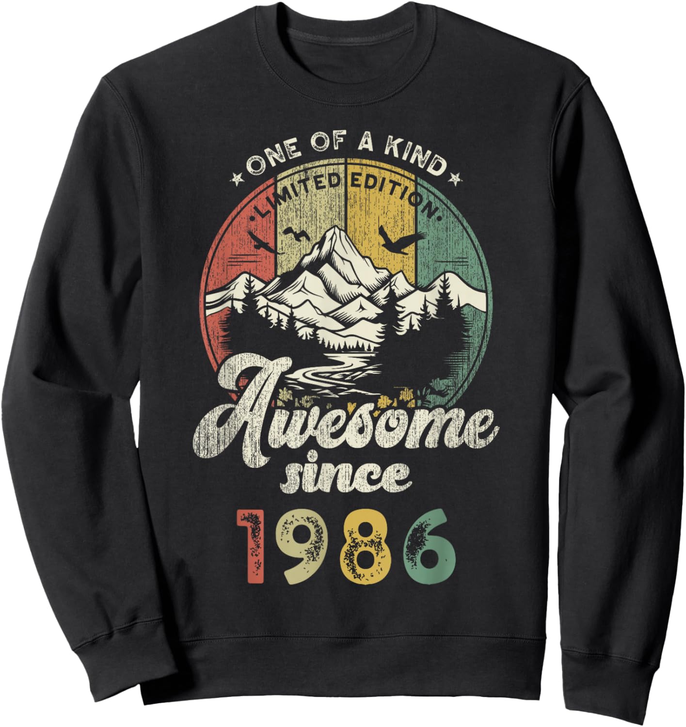 39th Birthday Mountains Retro Awesome Since 1986 Sweatshirt - Sweatshirt | Black