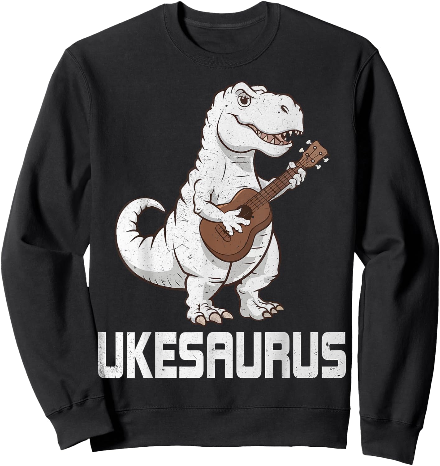 Ukesaurus - T-Rex Dinosaur Ukulele Player Uke Lover Pun Sweatshirt - Sweatshirt | Black