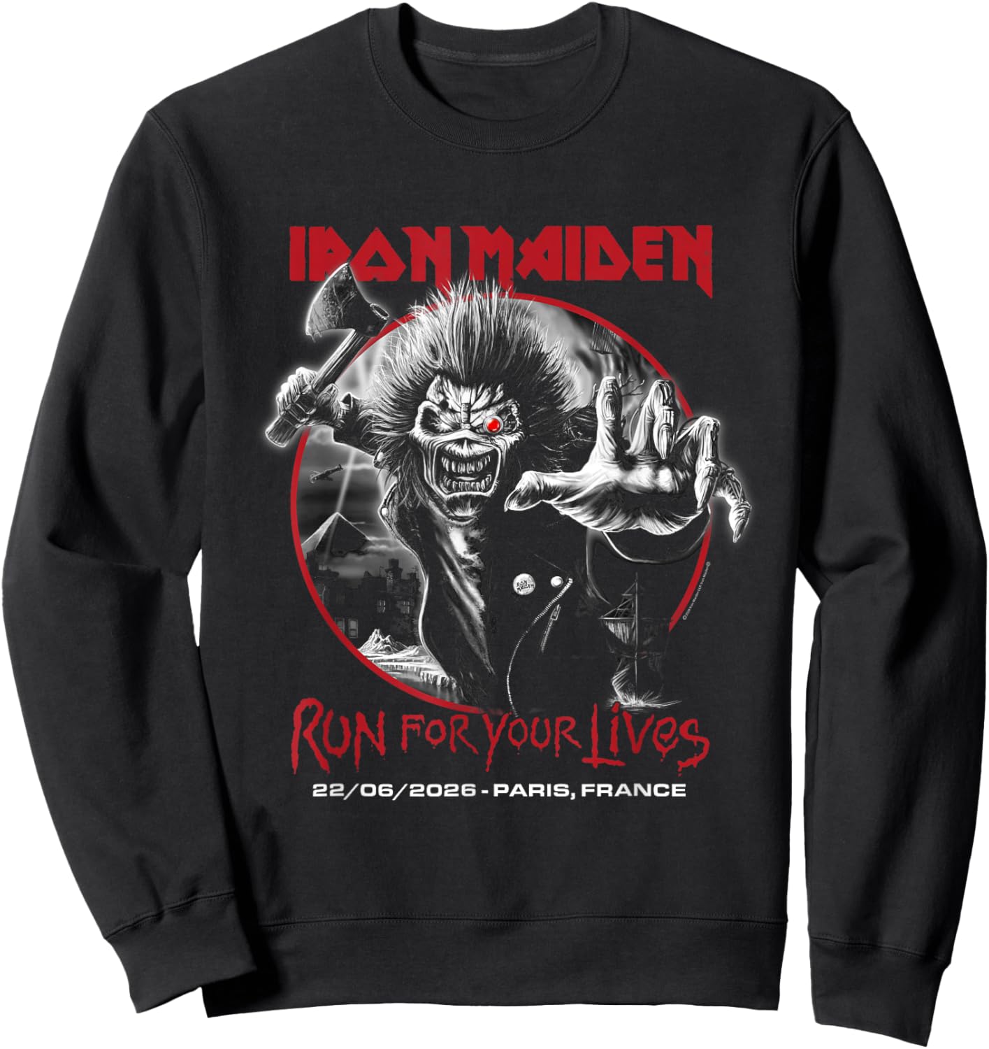Iron Maiden Run for Your Lives Tour 2026 Paris Sweatshirt - Sweatshirt | Black