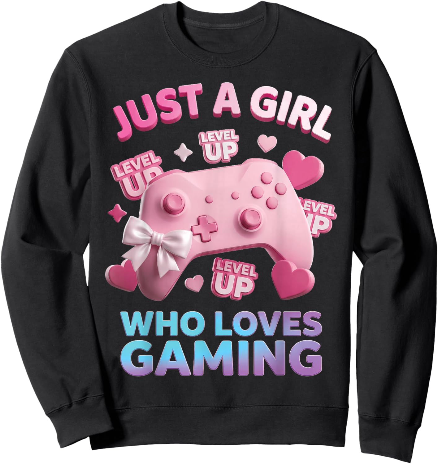 Just A Girl Who Loves Gaming Women Mom Sister Cute Gamer Sweatshirt - Sweatshirt | Black