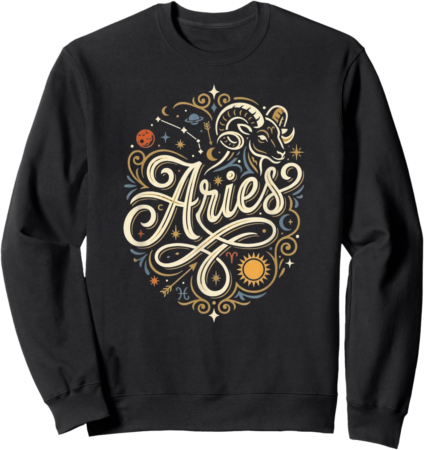 Aries Zodiac Sign Horoscope Astrology Birthday Star Signs Sweatshirt - Sweatshirt | Black