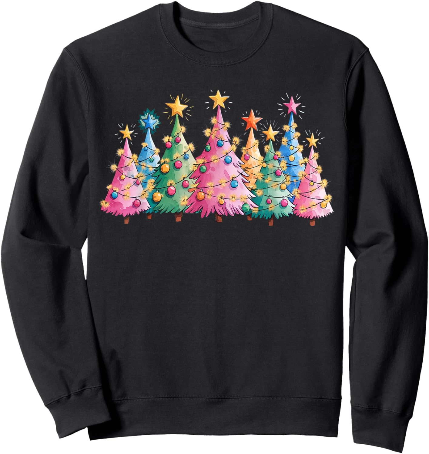 Merry Christmas Pink Christmas Tree, Pink Christmas Costume Sweatshirt - Sweatshirt | Black