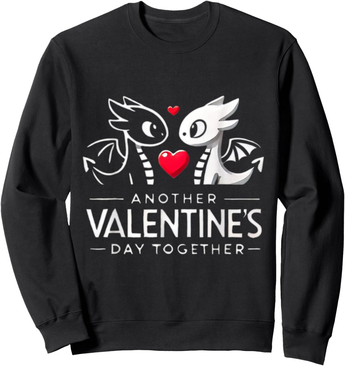 Romantic Dragon Couple Valentine's Day Design - Black, , Short Sleeve, Cotton 90% Polyester 10%, Size Small Sweatshirt - Sweatshirt | Black