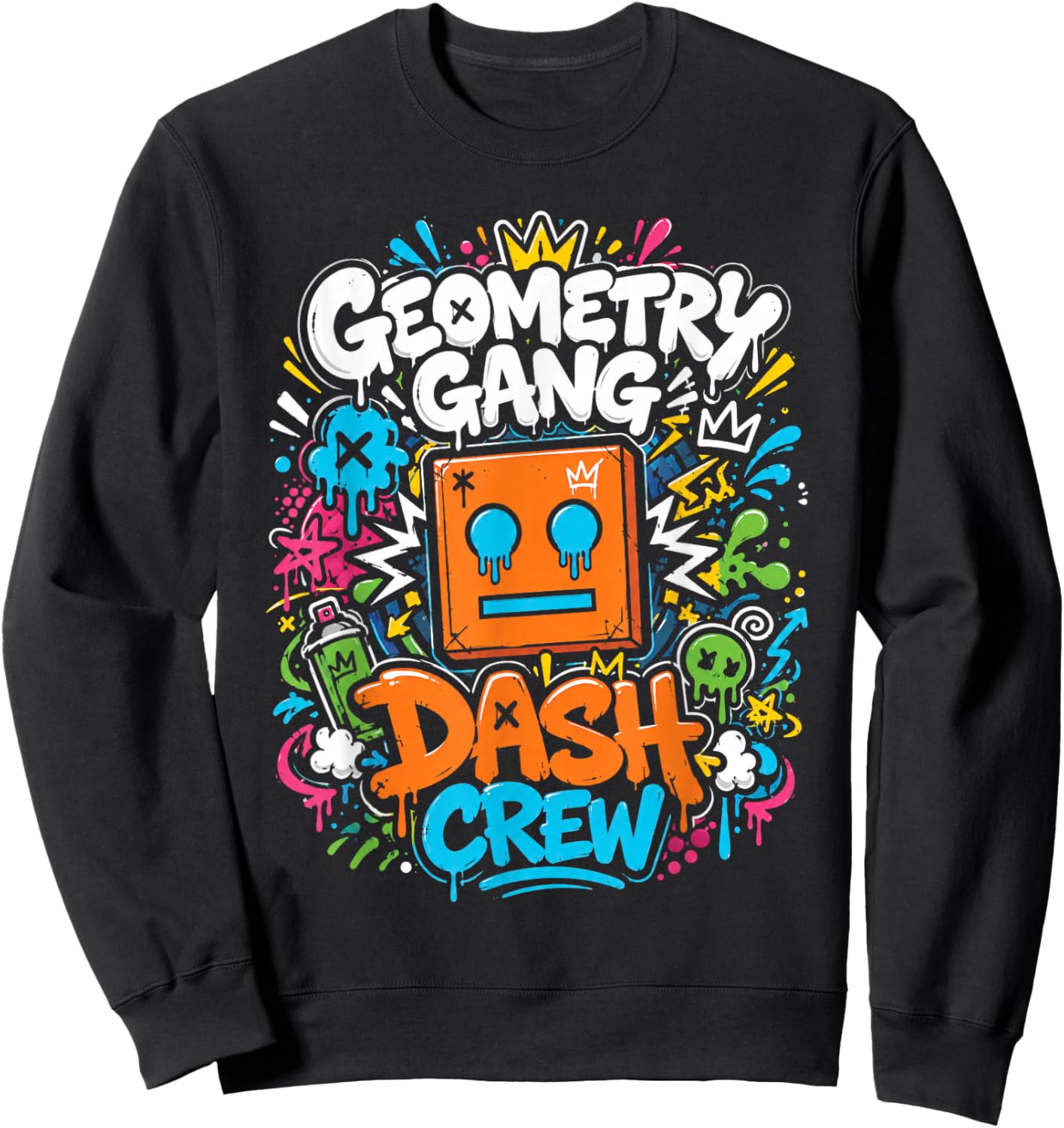 Geometry Gang Dash Crew Video Gamer Sweatshirt - Sweatshirt | Black