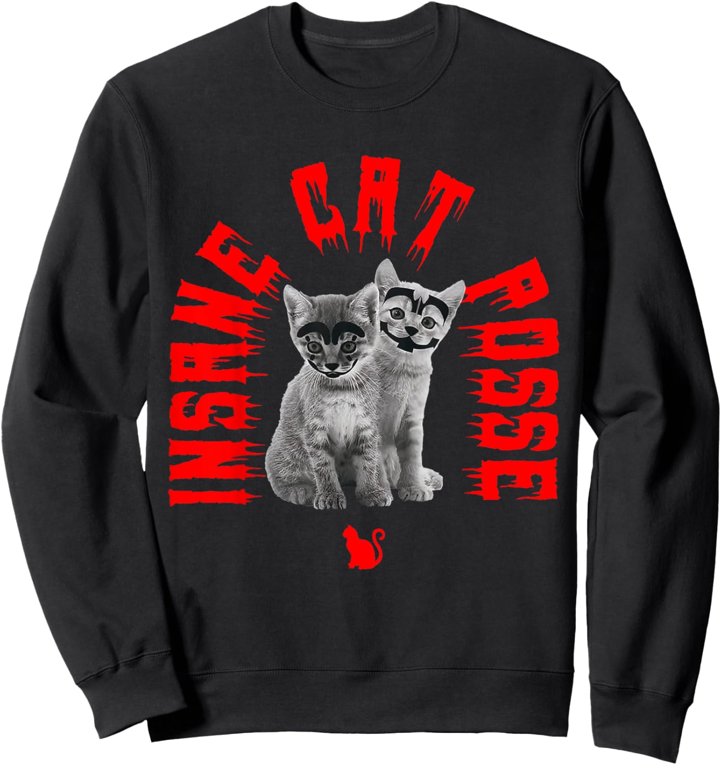 Insane Cat Posse Scary Cat Wear Horror Mask Spooky Women Sweatshirt - Sweatshirt | Black