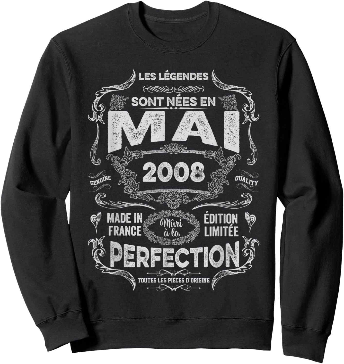 Vintage Les Légendes sont Nées en Mai 2008 18e Anniversaire Sweatshirt - Sweatshirt | Black