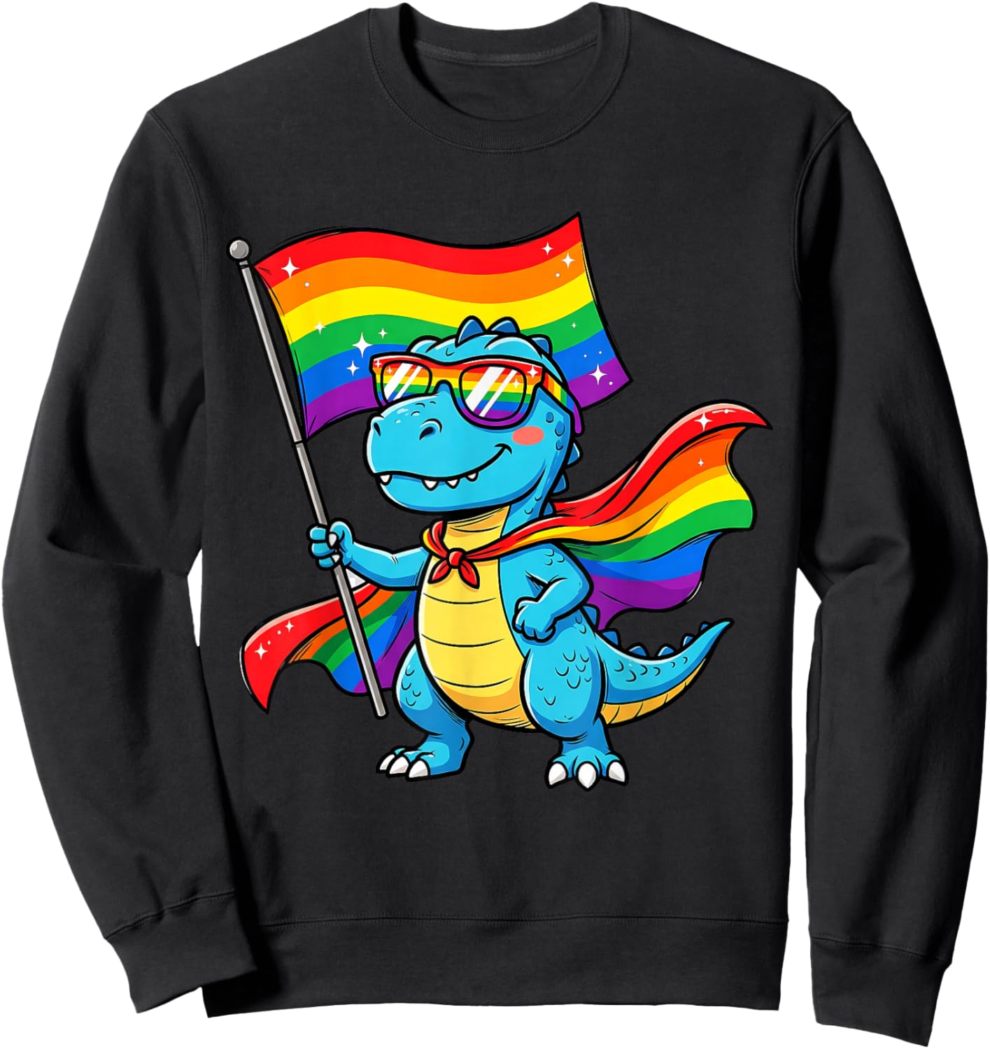 Funny Dino Pride Shirt Rainbow Gay Pride Gift Sweatshirt - Sweatshirt | Black