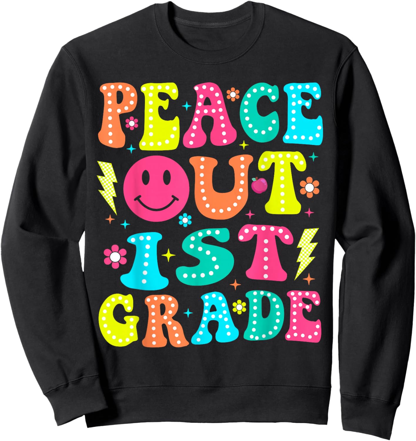 Peace Out 1st Grade Graduation Boys Girls Kids Class of 2026 Sweatshirt - Sweatshirt | Black