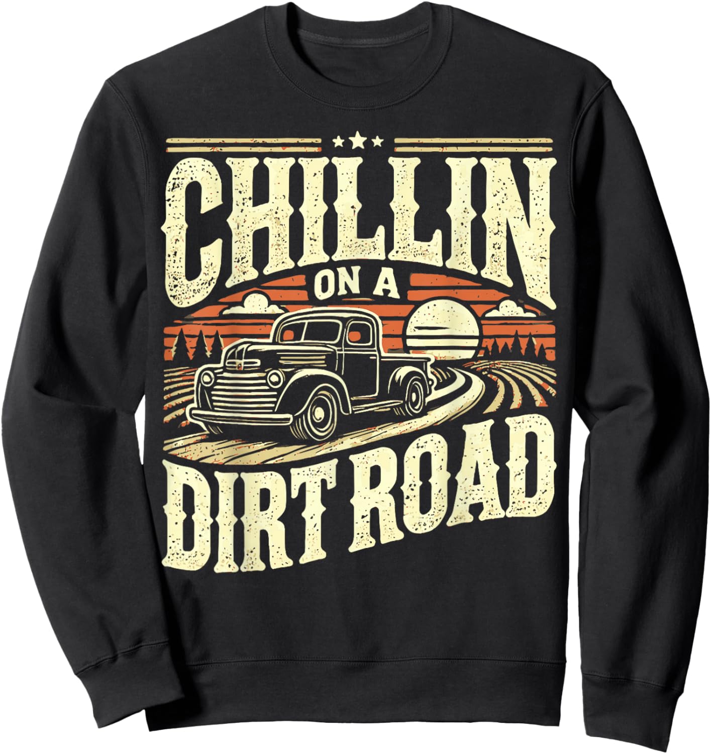 Western Cowboy Chillin On A Dirt Road Country Music Sweatshirt - Sweatshirt | Black