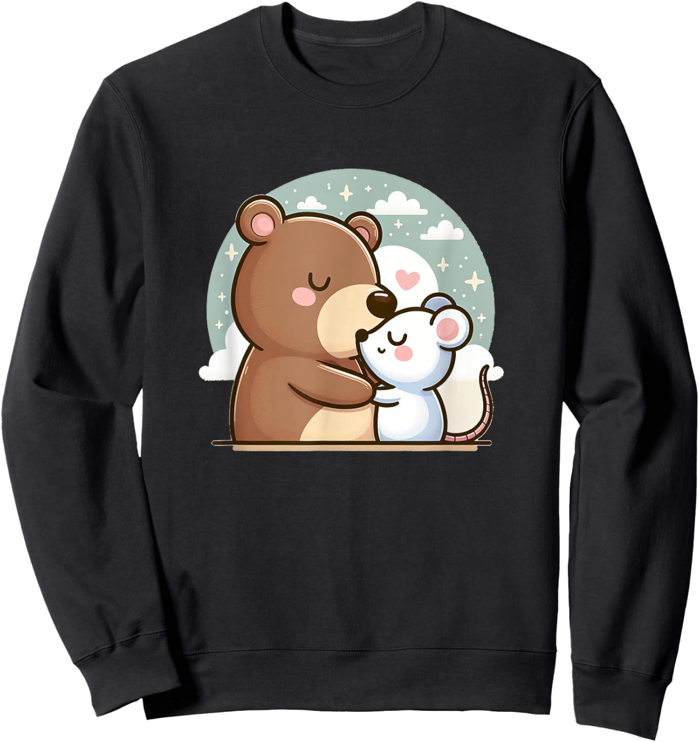 Cuddling Bear And Mouse In Love Sweatshirt - Sweatshirt | Black