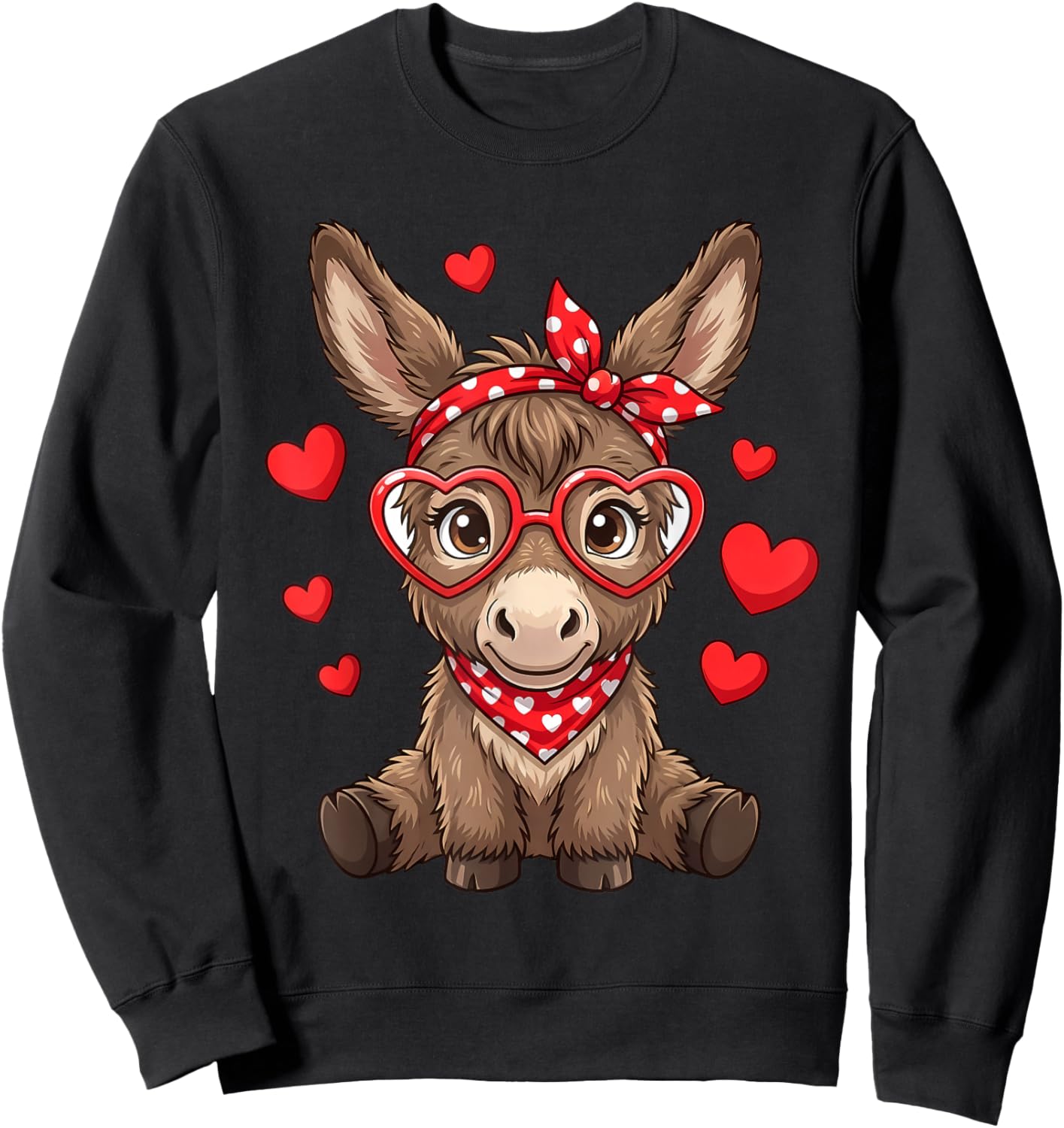 Cute Little Hearts for Donkey Lovers and Couples Sweatshirt - Sweatshirt | Black