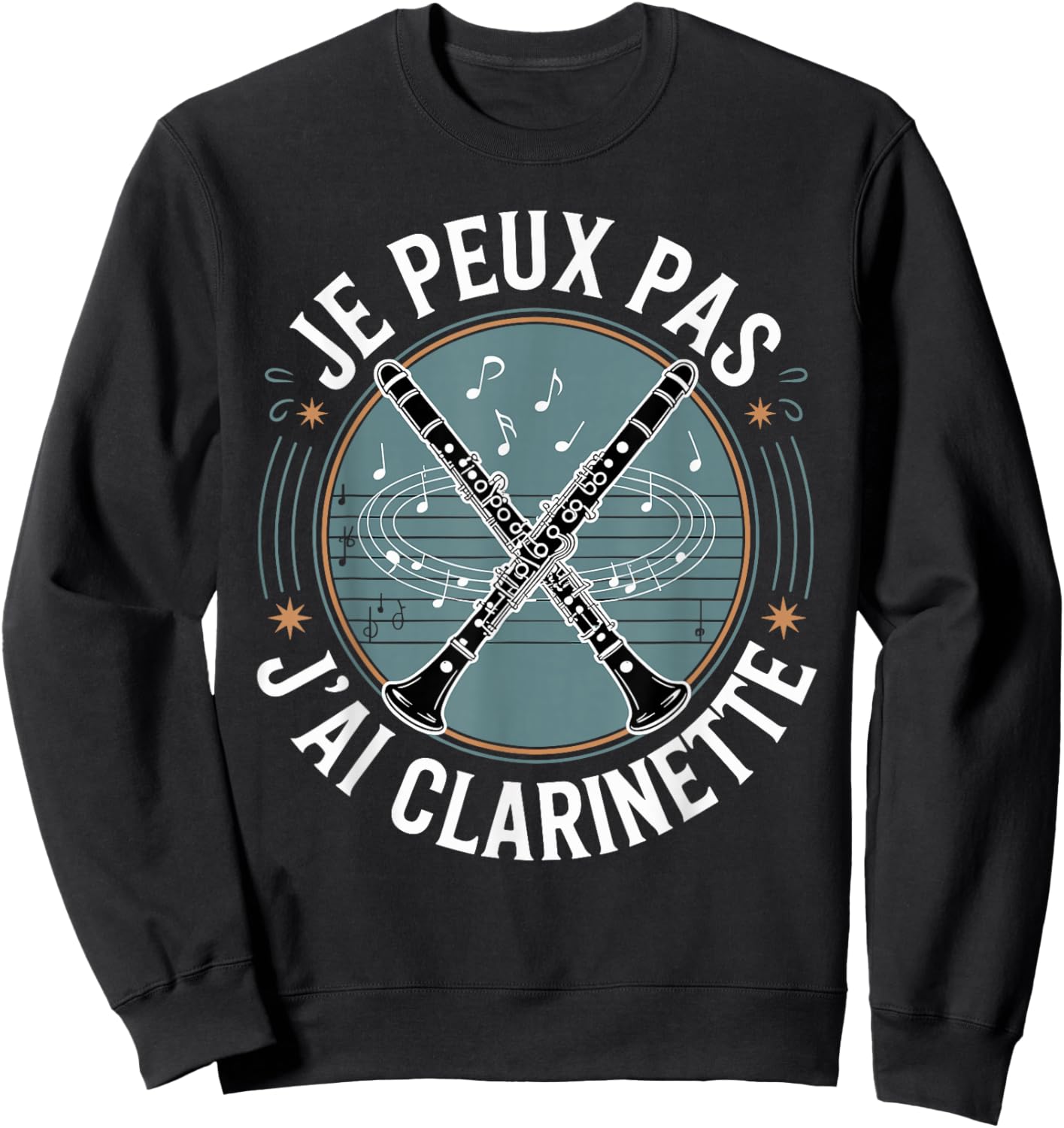 Je Peux Pas J'Ai Clarinet Notes Melody Sweatshirt - Sweatshirt | Black