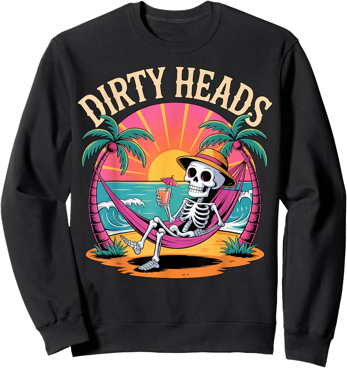 Dirty Heads Skeleton Beach Summer Vacation Sweatshirt - Sweatshirt | Black