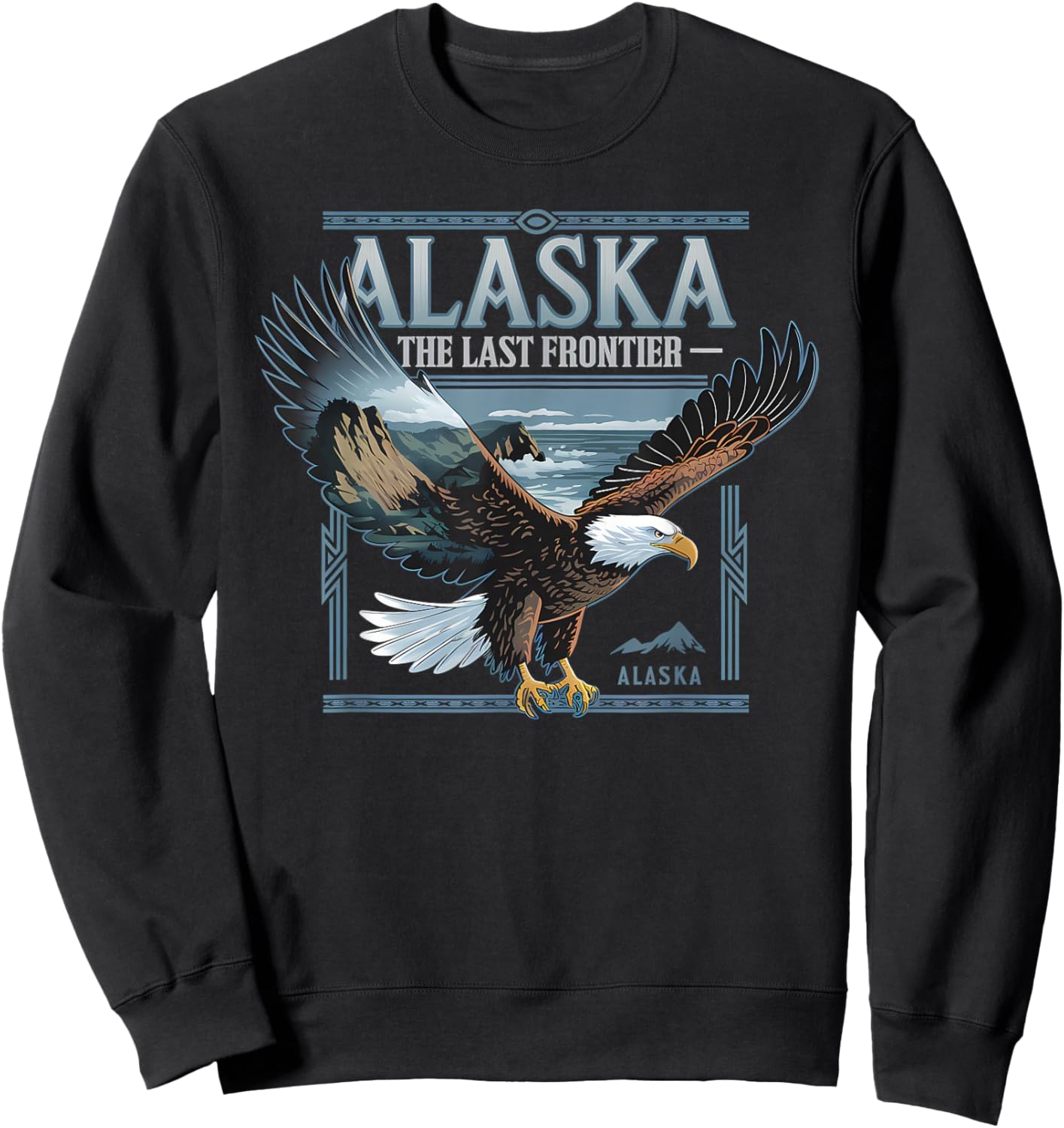 Alaska State Pride The Last Frontier Bald Eagle Alaskan Trip Sweatshirt - Sweatshirt | Black