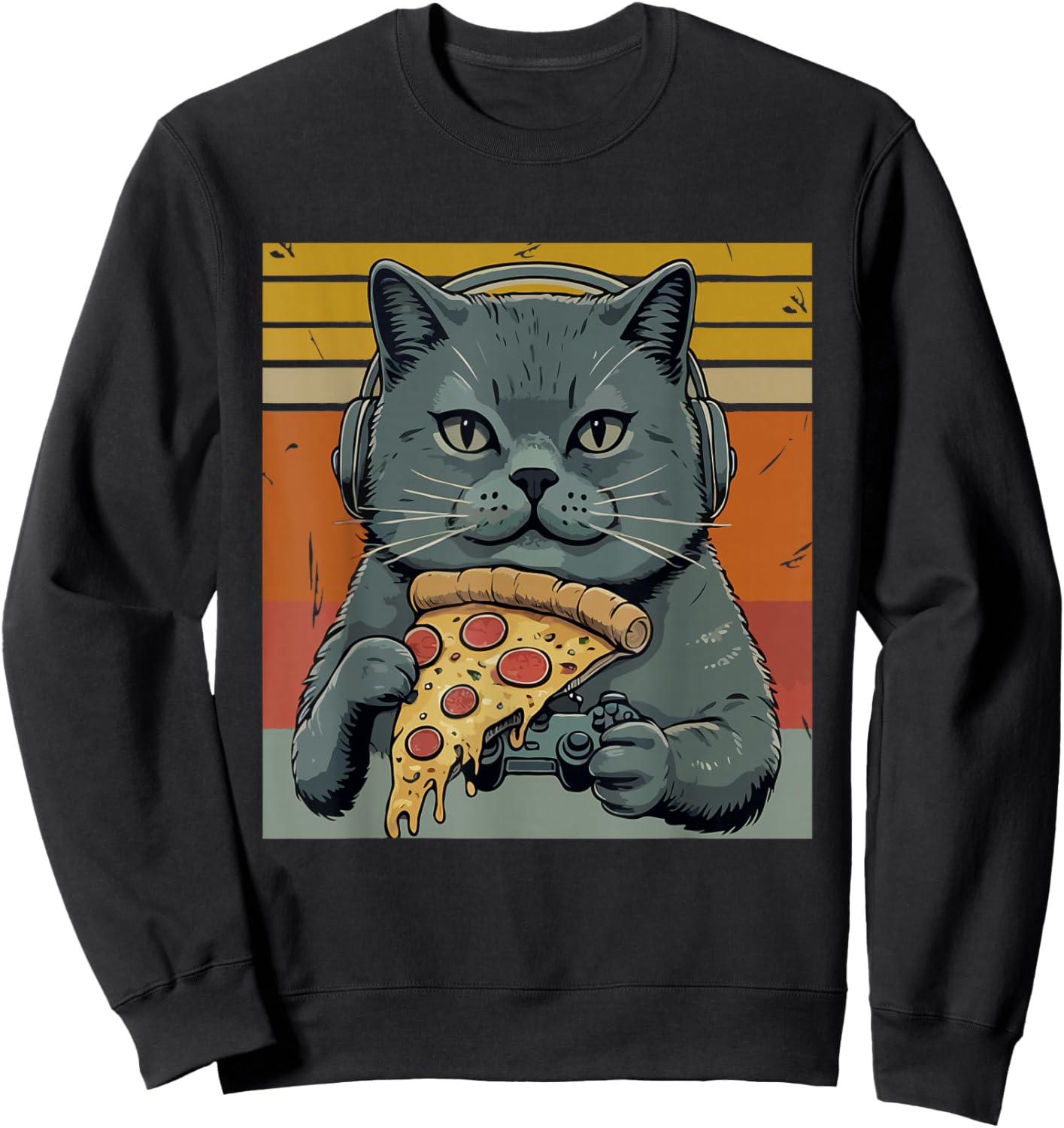 Cats Video Gaming Pizza All Need Cat Lover Gamer Sweatshirt - Sweatshirt | Black