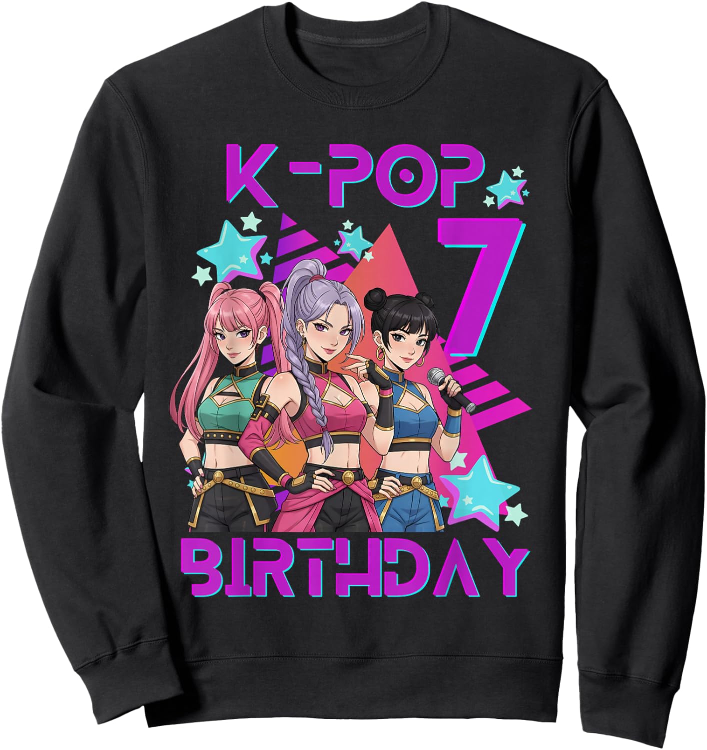 K-Pop K-Pop 7th Birthday Girl 7 Years Sweatshirt - Sweatshirt | Black