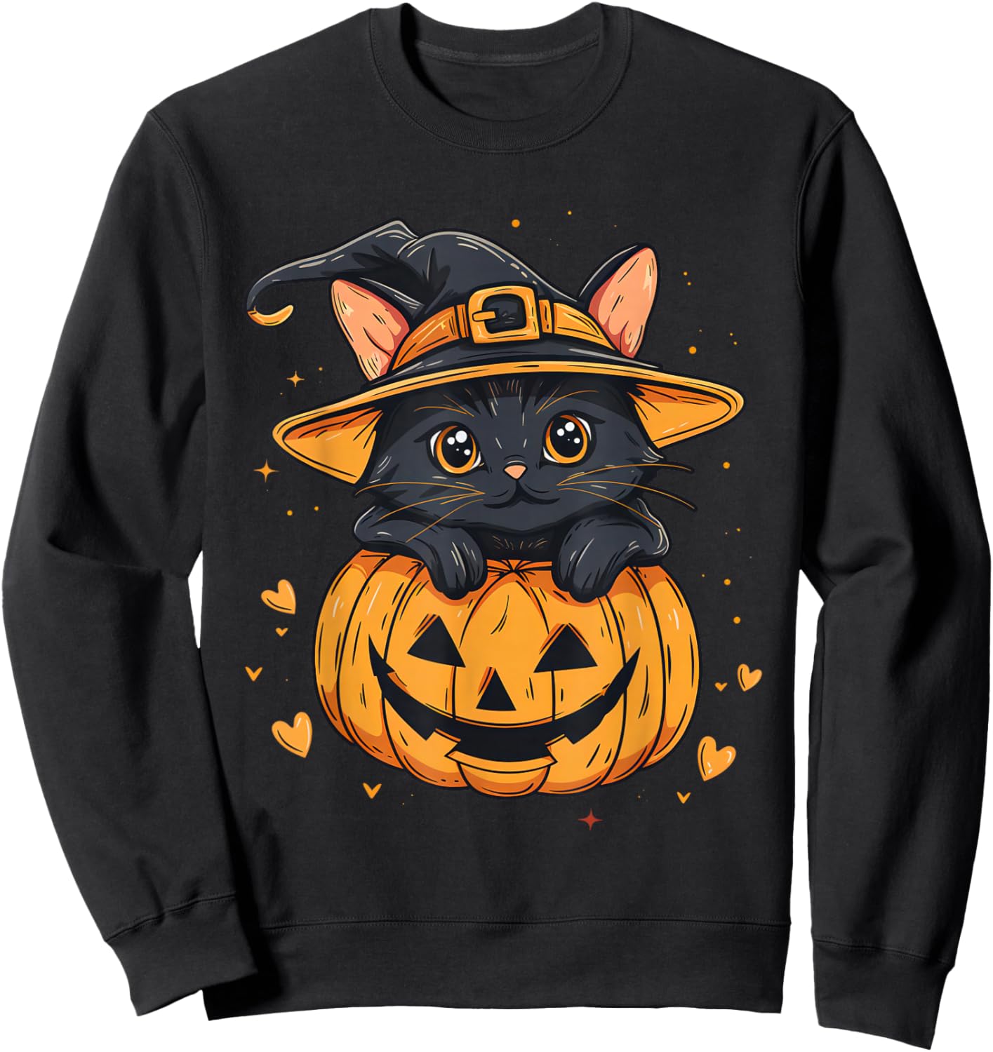 Halloween Black Cat Jack O’ Lanterns Pumpkin Cat Lover Sweatshirt - Sweatshirt | Black