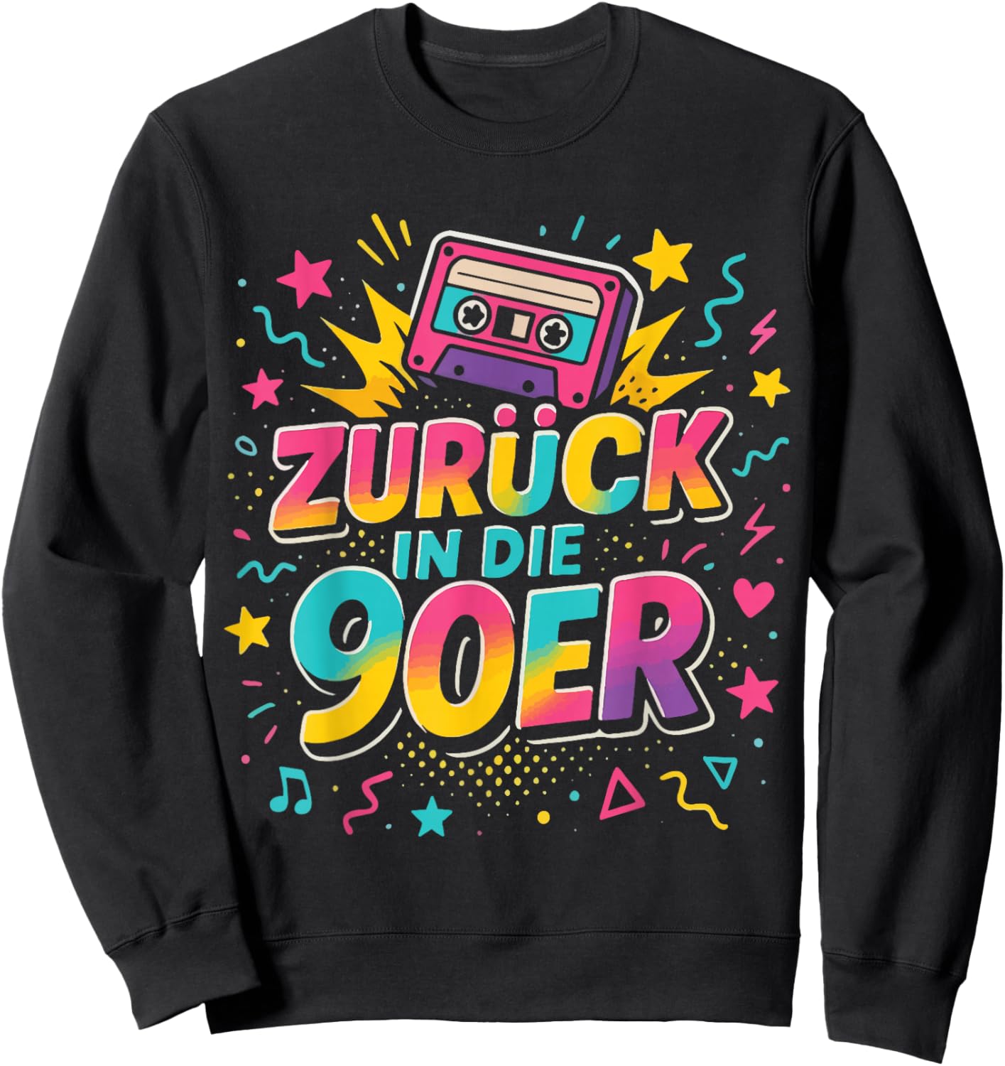 Back In The 90s 90s Outfit Theme Party Retro Decorative Sweatshirt - Sweatshirt | Black
