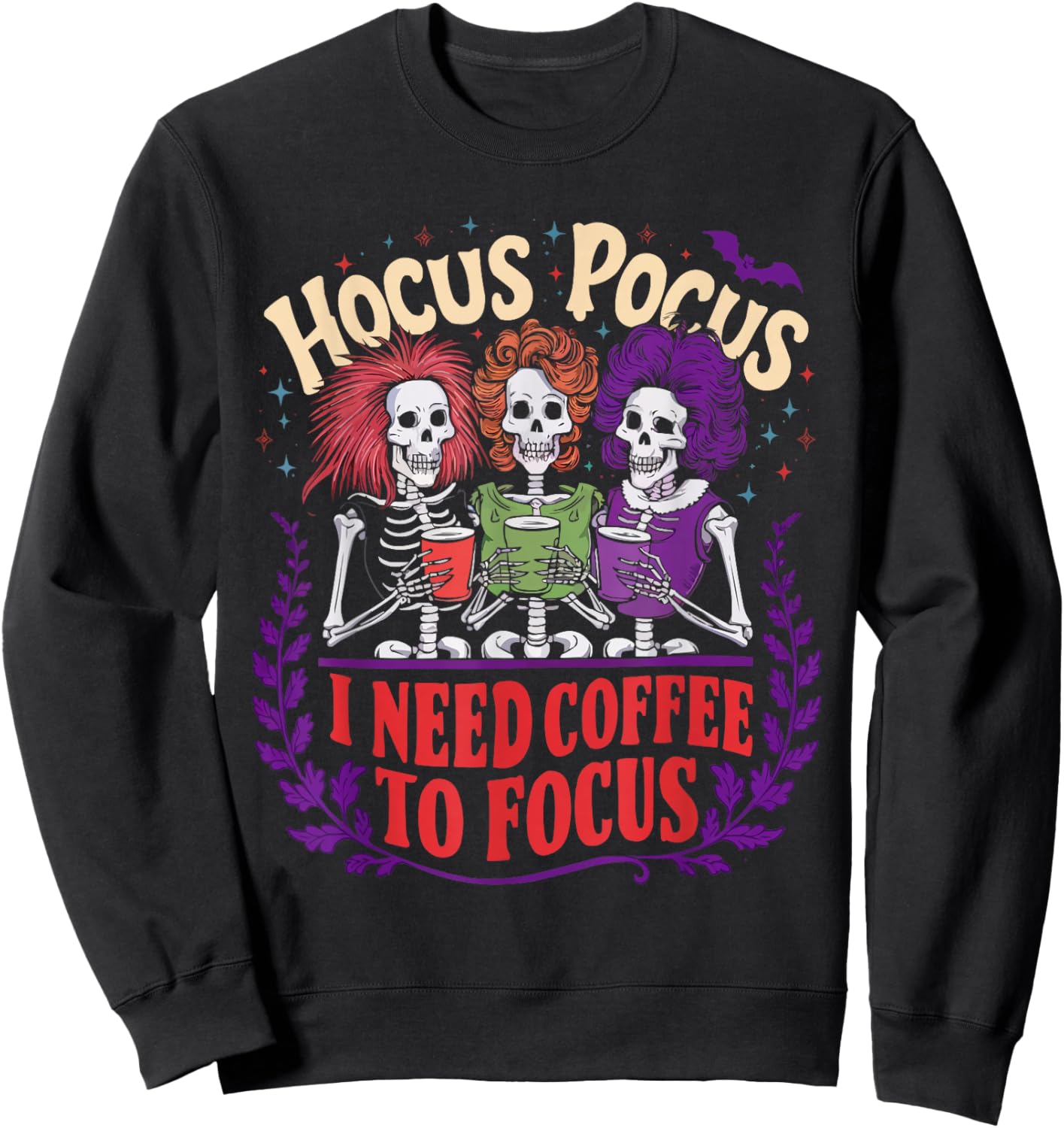 Coffee Halloween Spooky Caffeine Coffeeholic Trick Or Treat Sweatshirt - Sweatshirt | Black