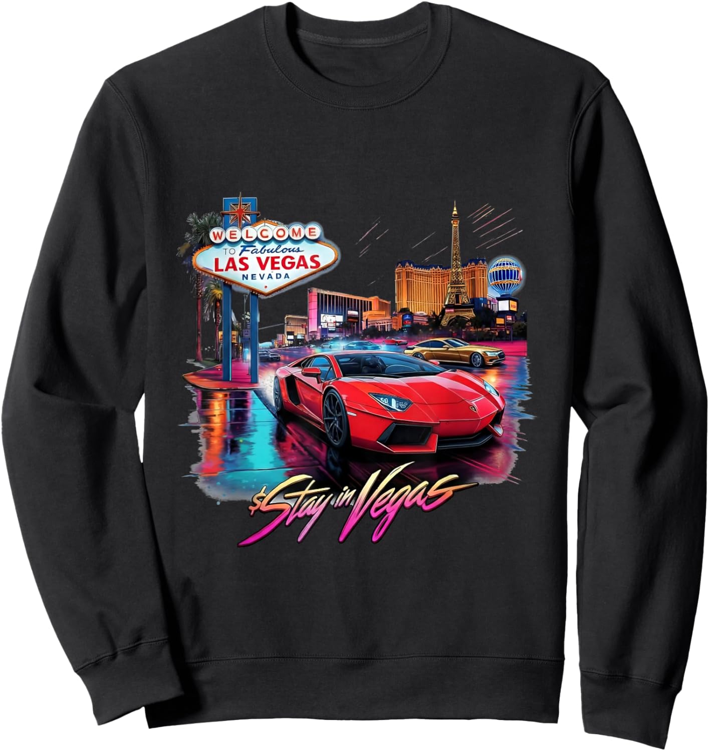 Souvenir Vacation Road Trip 2026 Retro Las Vegas Sweatshirt - Sweatshirt | Black