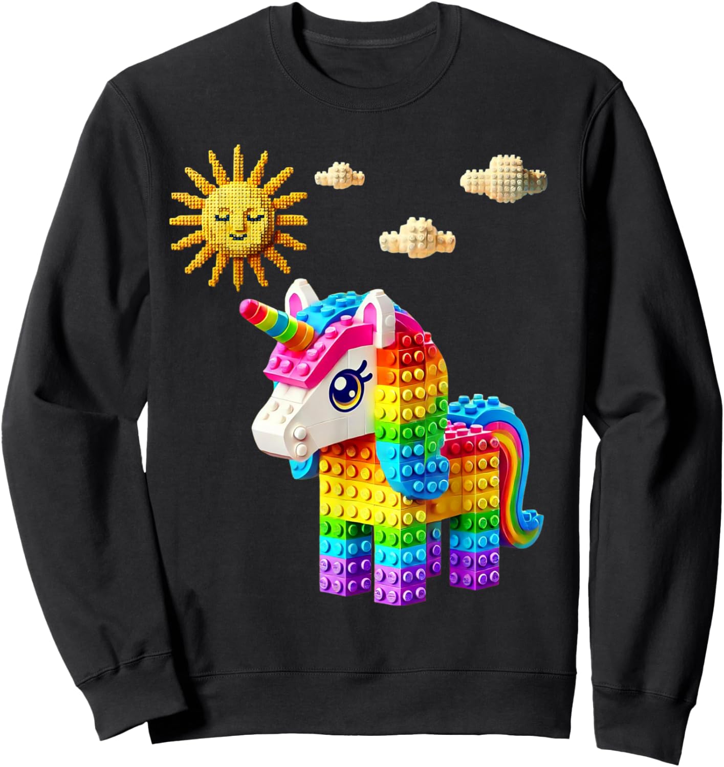 Unicorn Lover Master Builder Bricks Blocks Play Toys Girls Sweatshirt - Sweatshirt | Black