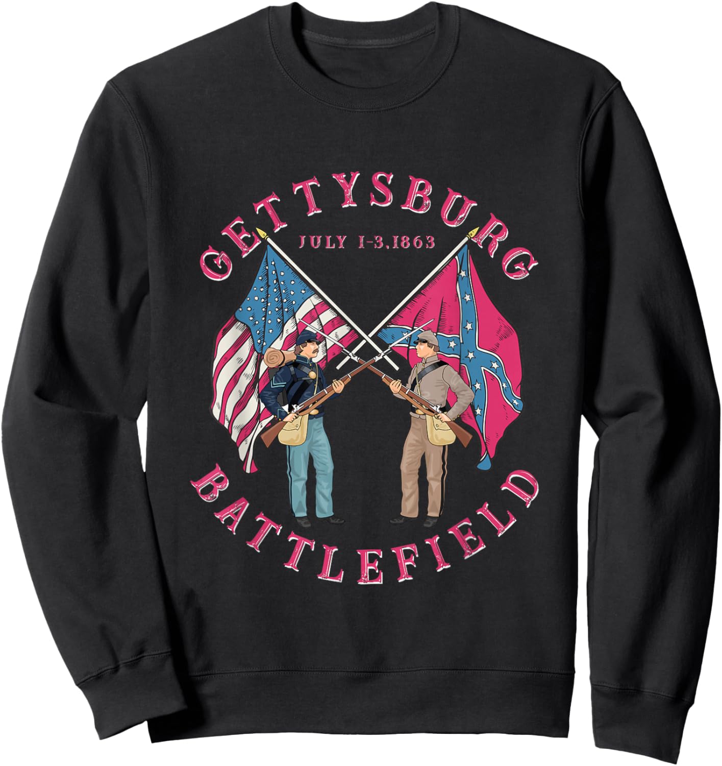 Vintage Gettysburg Battlefield American History Sweatshirt - Sweatshirt | Black