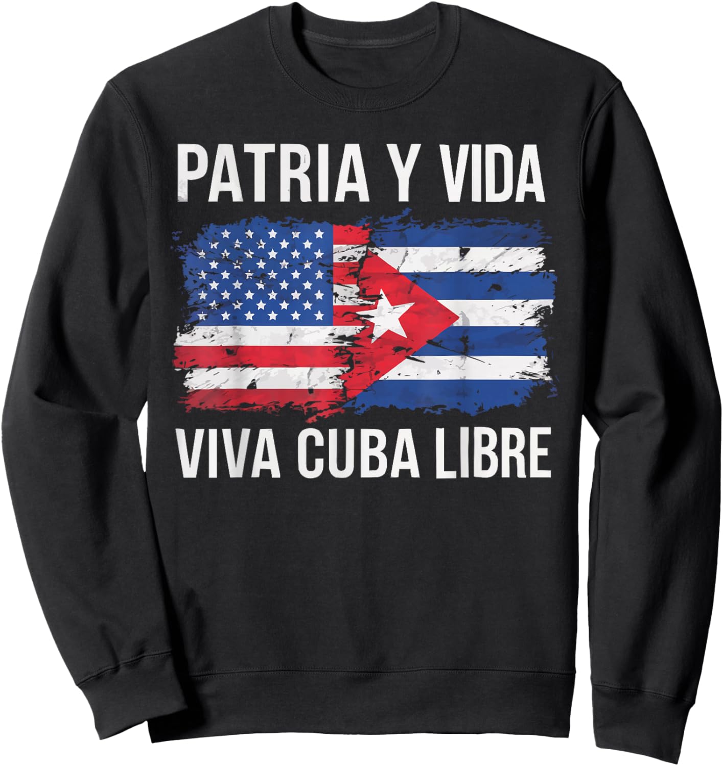 Half Cuban Half American Country USA Flag Cuba America Sweatshirt - Sweatshirt | Black