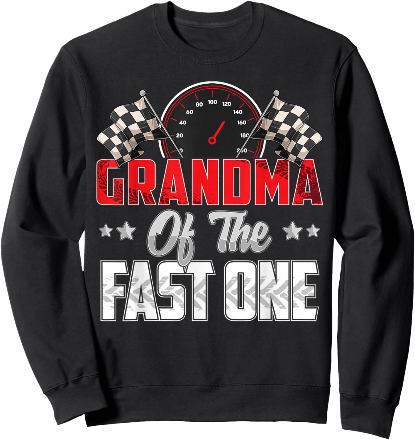 1 year old racing car fast one birthday 1st Family Grandma Sweatshirt - Sweatshirt | Black
