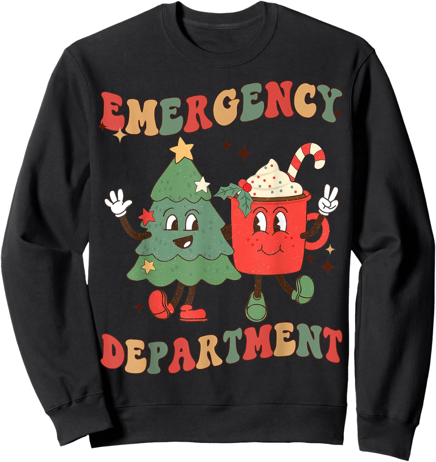 Retro Emergency Department ER Nurse Christmas Emergency Room Sweatshirt - Sweatshirt | Black