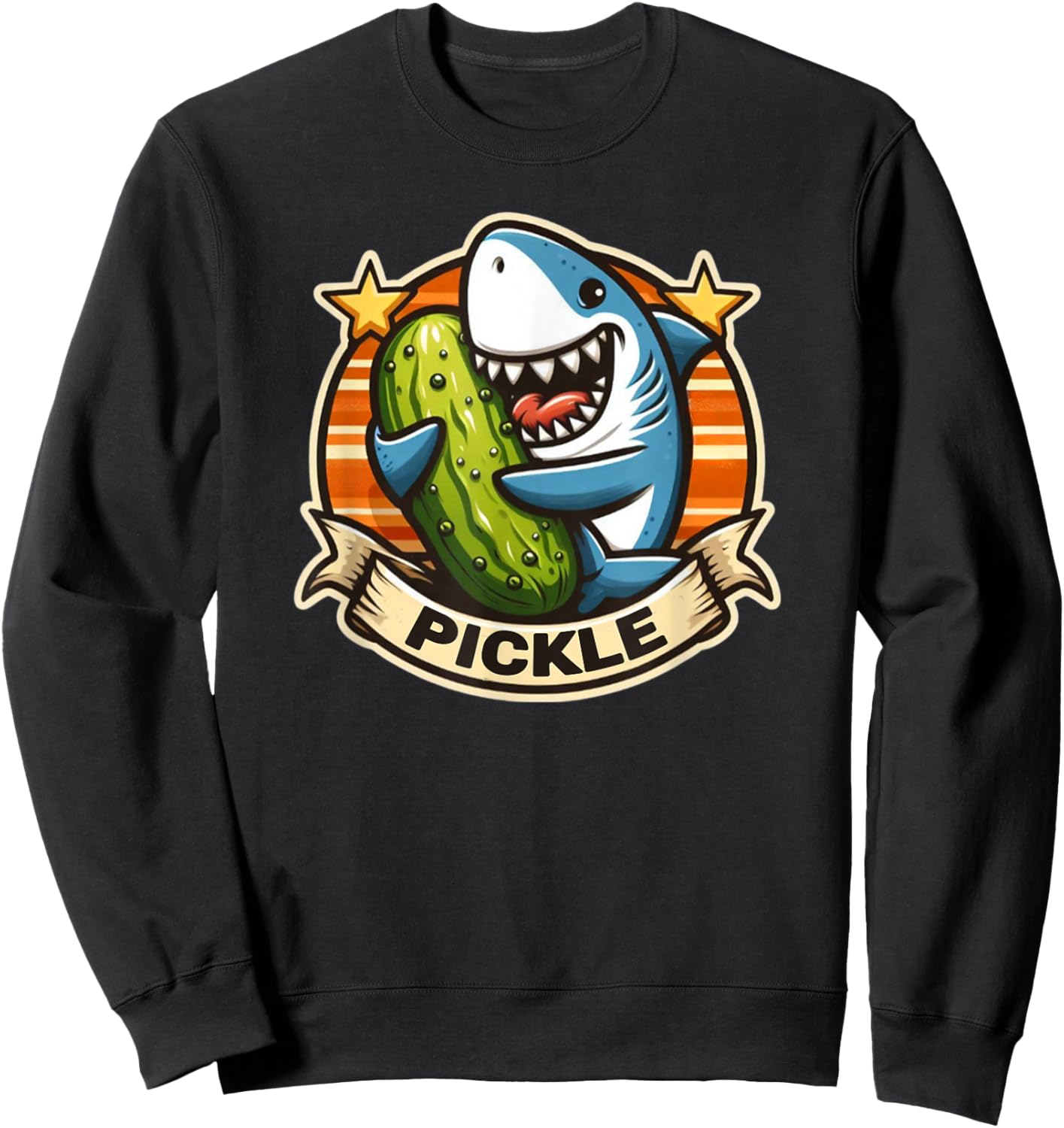 Shark Loves Pickles Vintage Sweatshirt - Sweatshirt | Black