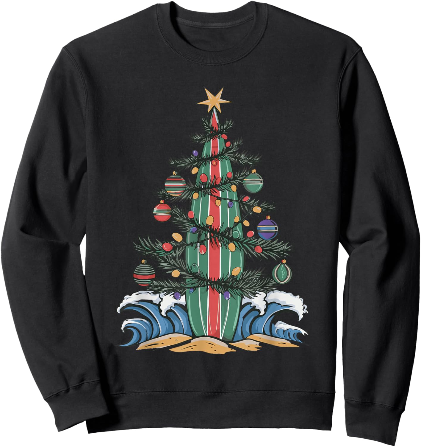 Christmas Tree Surfboard Sweatshirt - Sweatshirt | Black