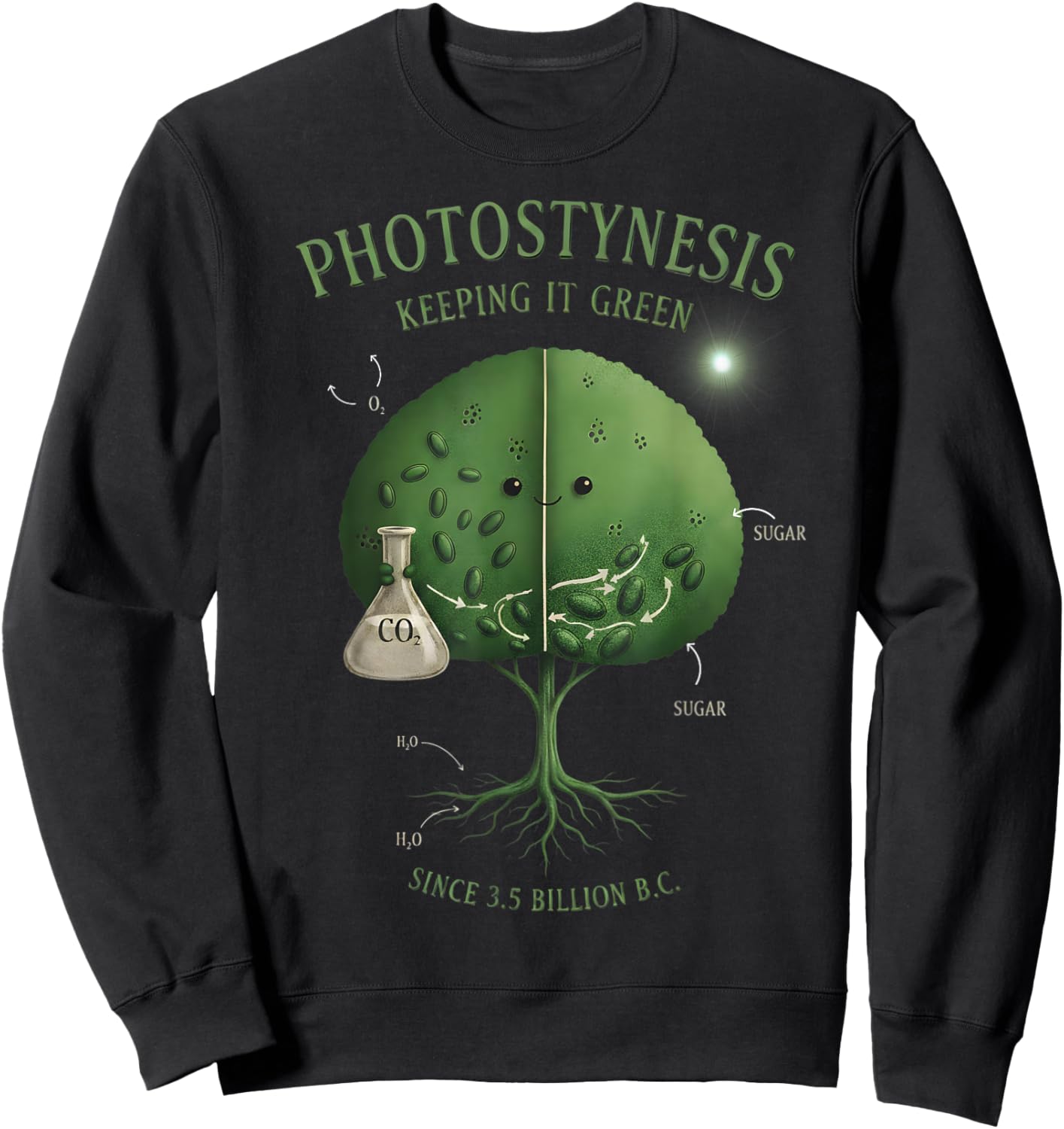 Photosynthesis Biology Keeping It Green Ecology Arbor Plant Sweatshirt - Sweatshirt | Black