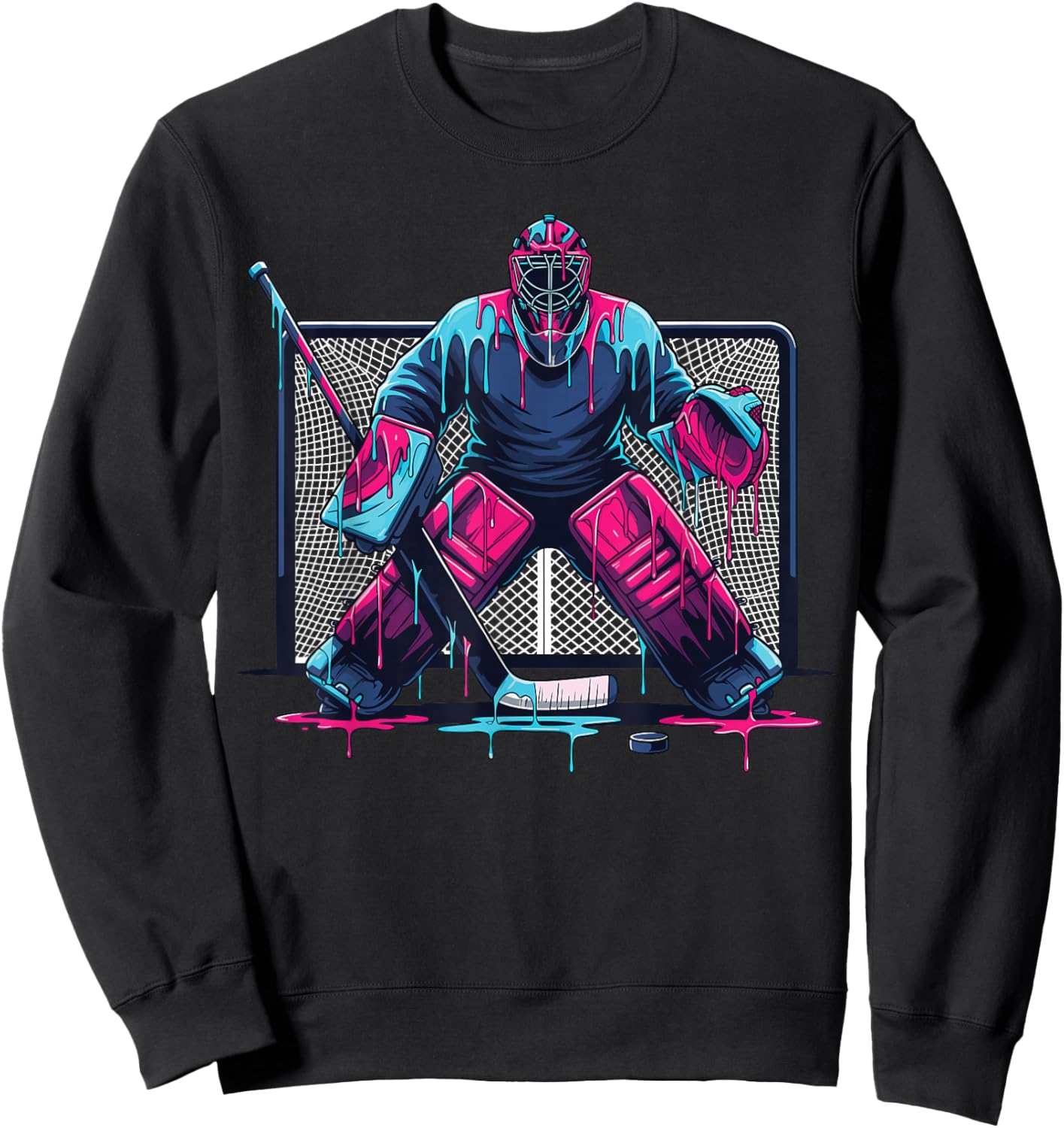 Dripping Ice Hockey Goalie Hockey Player Men Women Kids Sweatshirt - Sweatshirt | Black